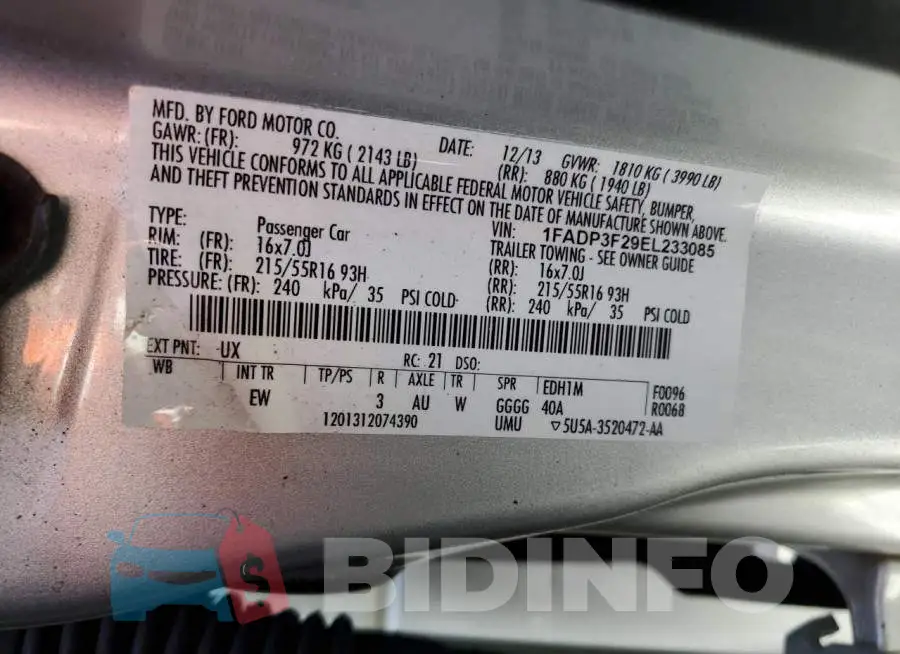 1FADP3F29EL233085 Photo# 12