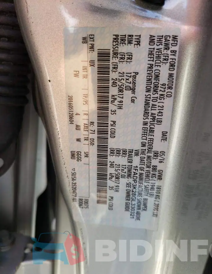 1FADP3K28GL330321 Photo# 12