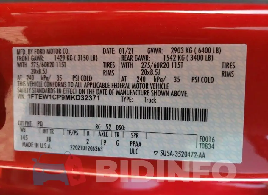 1FTEW1CP9MKD32371 Photo# 12