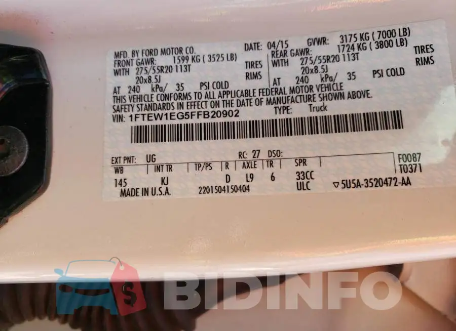 1FTEW1EG5FFB20902 Photo# 12