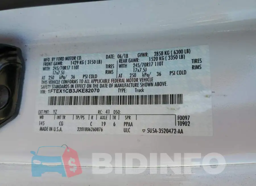 1FTEX1CB3JKE82070 Photo# 12