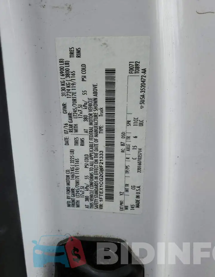 1FTEX1CG2GKF21333 Photo# 12