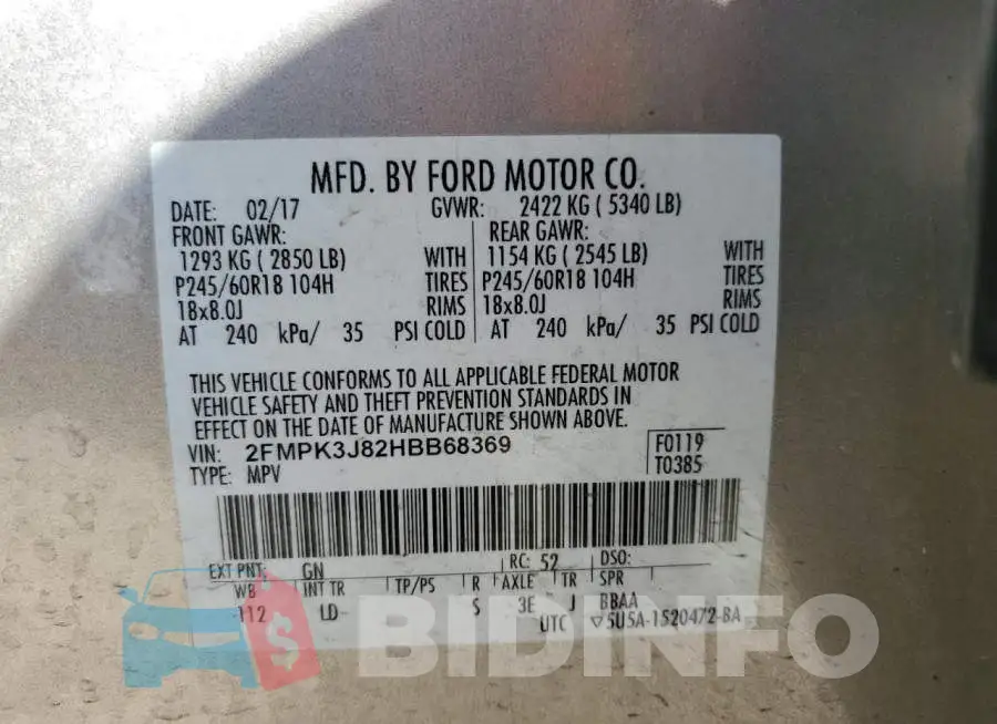 2FMPK3J82HBB68369 Photo# 13