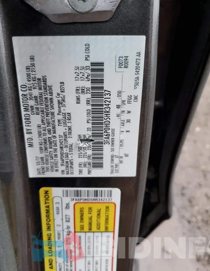 3FA6P0HD5HR342137 Photo# 12