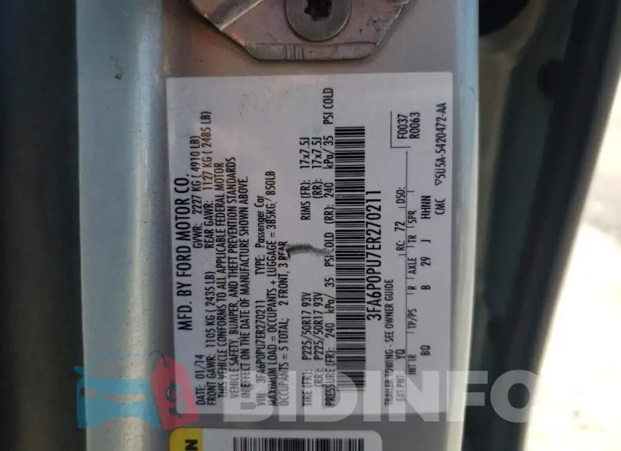 3FA6P0PU7ER270211 Photo# 12