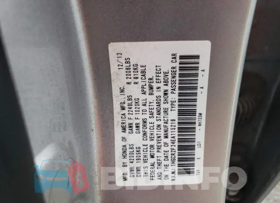 1HGCR2F34EA115218 Photo# 12