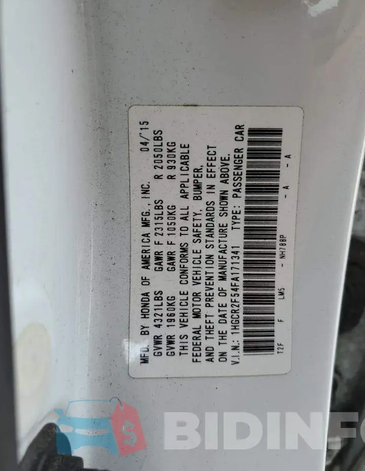1HGCR2F54FA171341 Photo# 12