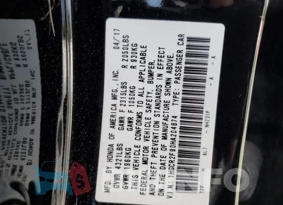 1HGCR2F90HA204874 Photo# 12