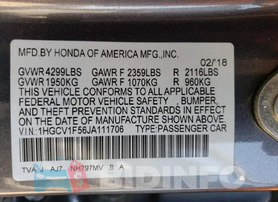 1HGCV1F56JA111706 Photo# 12