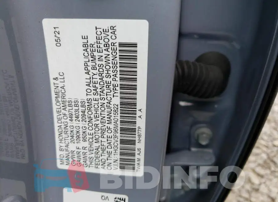1HGCV3F96MA015822 Photo# 12