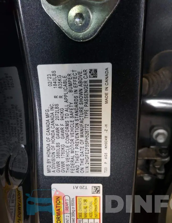 2HGFE2F55PH526772 Photo# 12