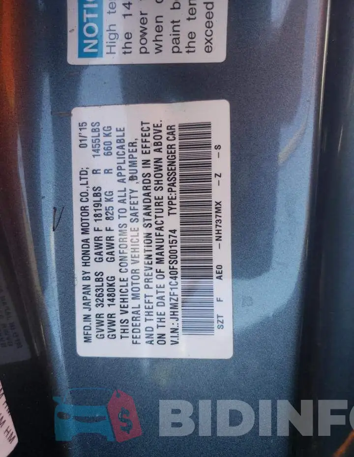 JHMZF1C40FS001574 Photo# 12