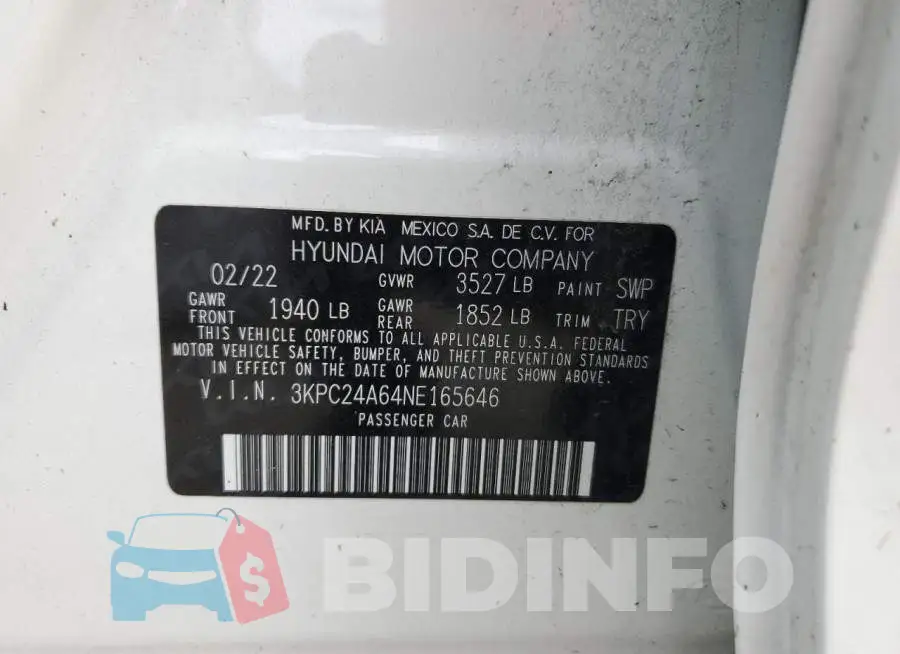 3KPC24A64NE165646 Photo# 12
