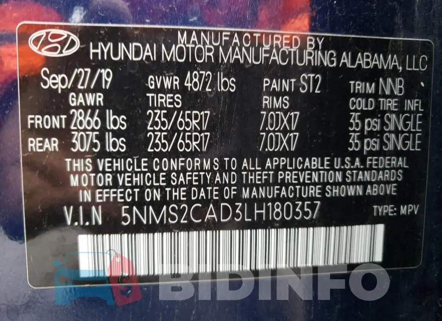 5NMS2CAD3LH180357 Photo# 13