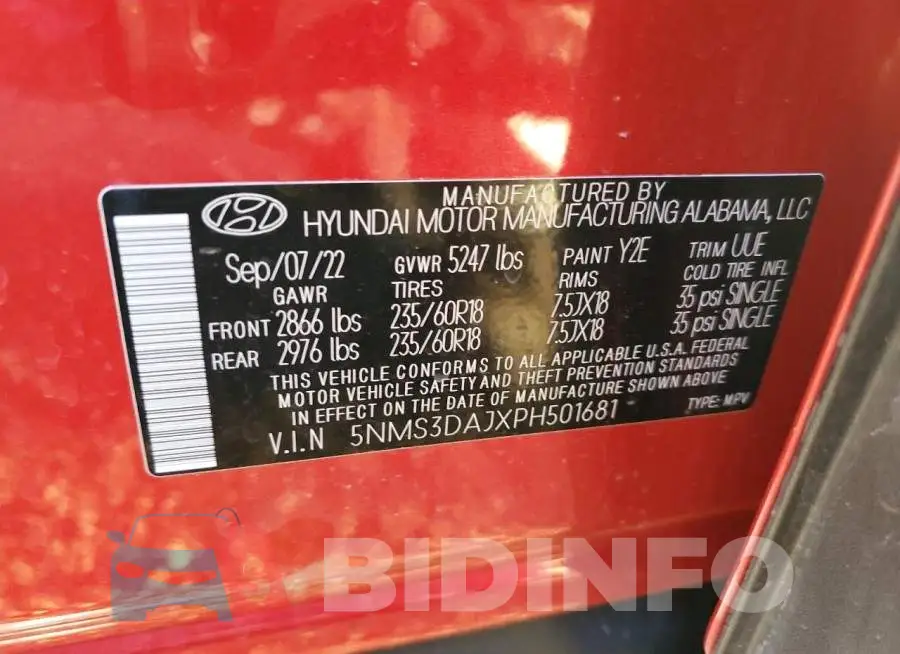 5NMS3DAJXPH501681 Photo# 12