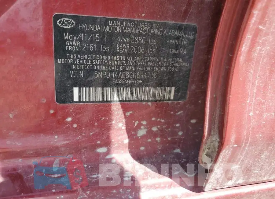 5NPDH4AE8GH694736 Photo# 12