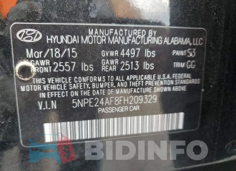 5NPE24AF8FH209329 Photo# 12
