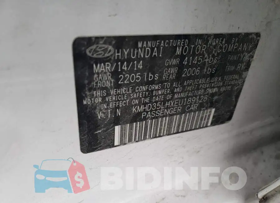 KMHD35LHXEU189128 Photo# 12