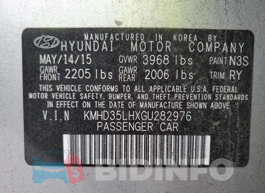 KMHD35LHXGU282976 Photo# 13