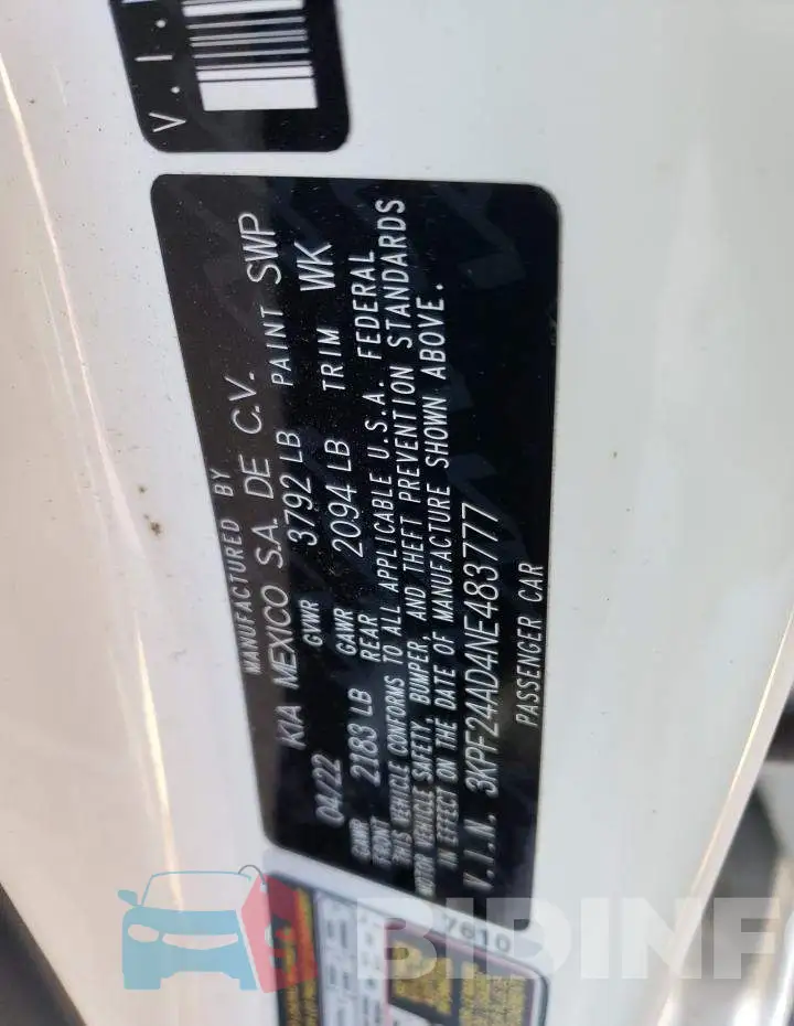 3KPF24AD4NE483777 Photo# 12