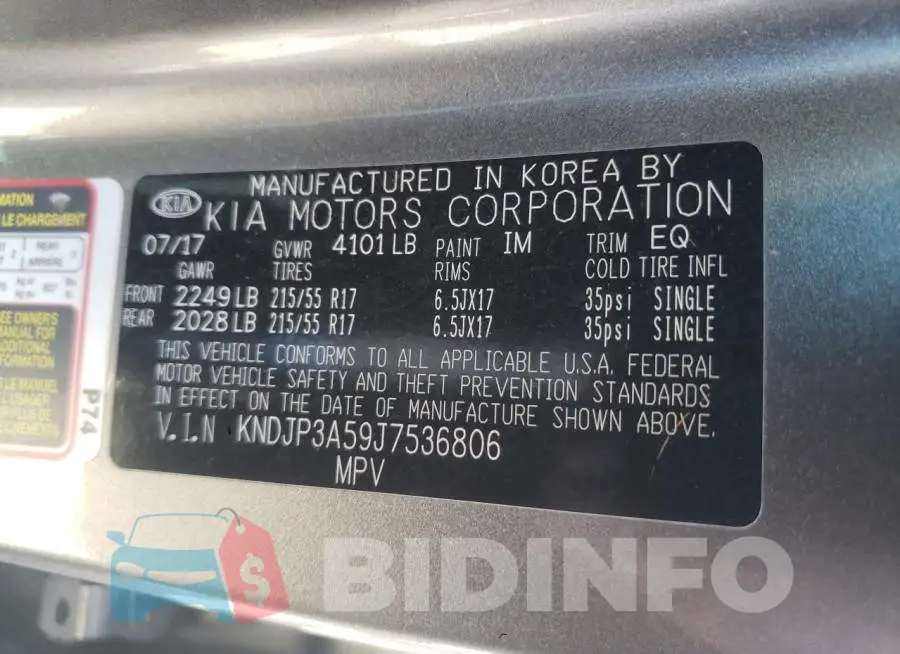 KNDJP3A59J7536806 Photo# 14