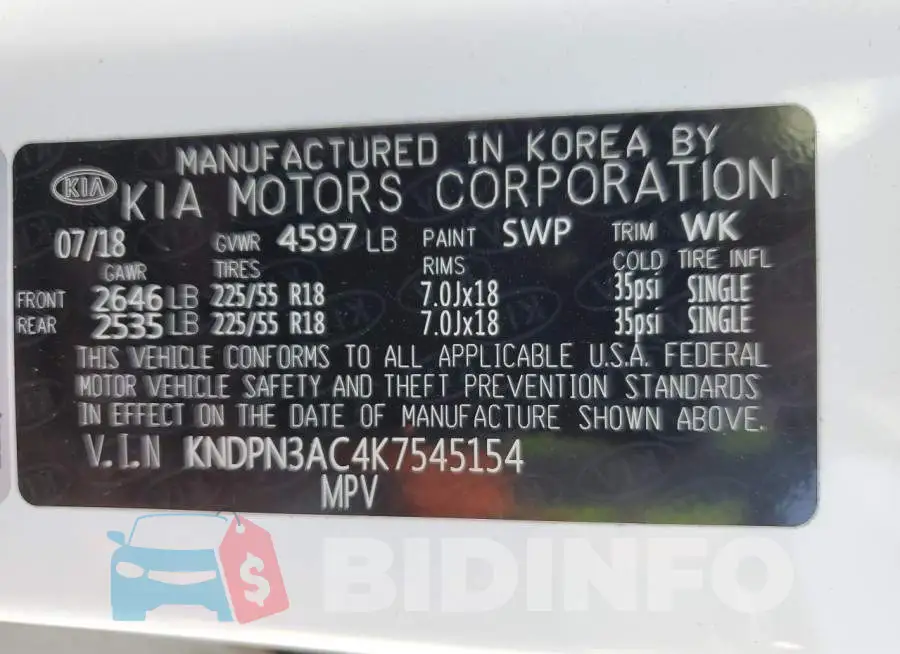 KNDPN3AC4K7545154 Photo# 14