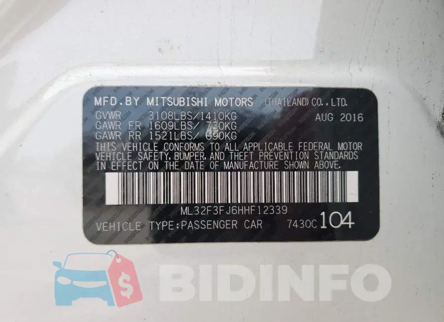 ML32F3FJ6HHF12339 Photo# 12