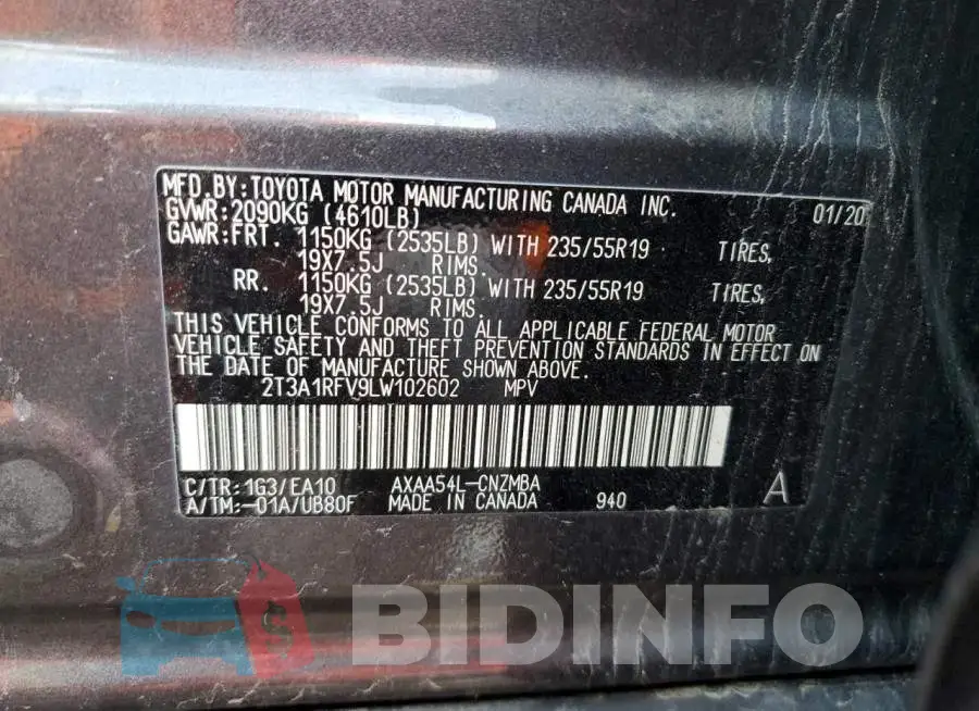 2T3A1RFV9LW102602 Photo# 12