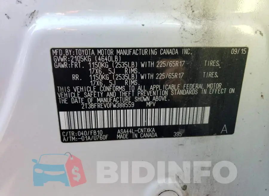 2T3BFREV0FW388559 Photo# 13