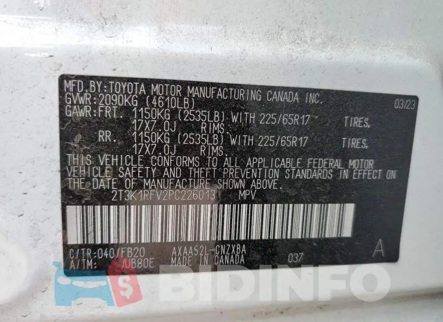 2T3K1RFV2PC226013 Photo# 12