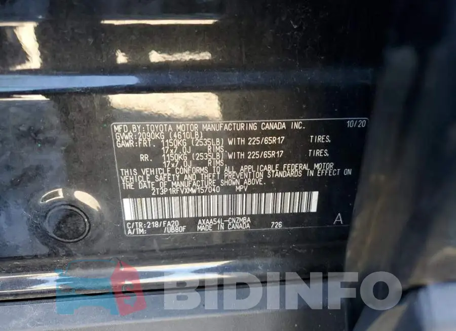 2T3P1RFVXMW157040 Photo# 13