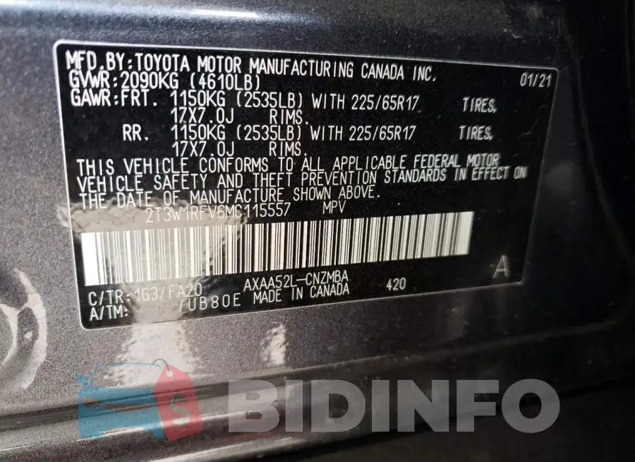 2T3W1RFV6MC115557 Photo# 13