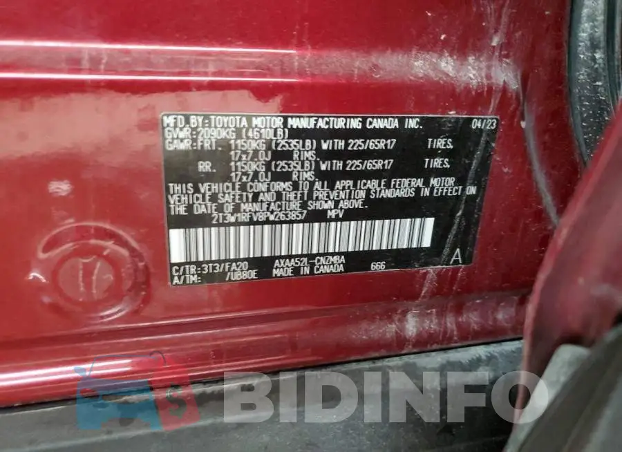 2T3W1RFV8PW263857 Photo# 12