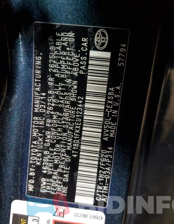 4T1BD1FKXEU123442 Photo# 12