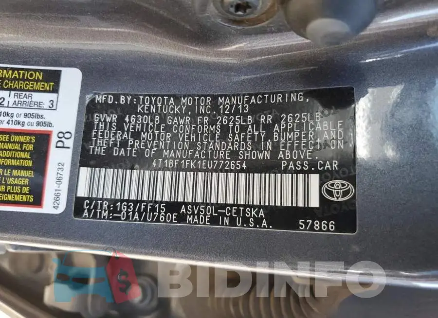 4T1BF1FK1EU772654 Photo# 12