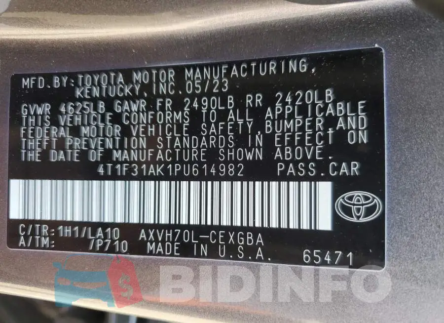 4T1F31AK1PU614982 Photo# 12