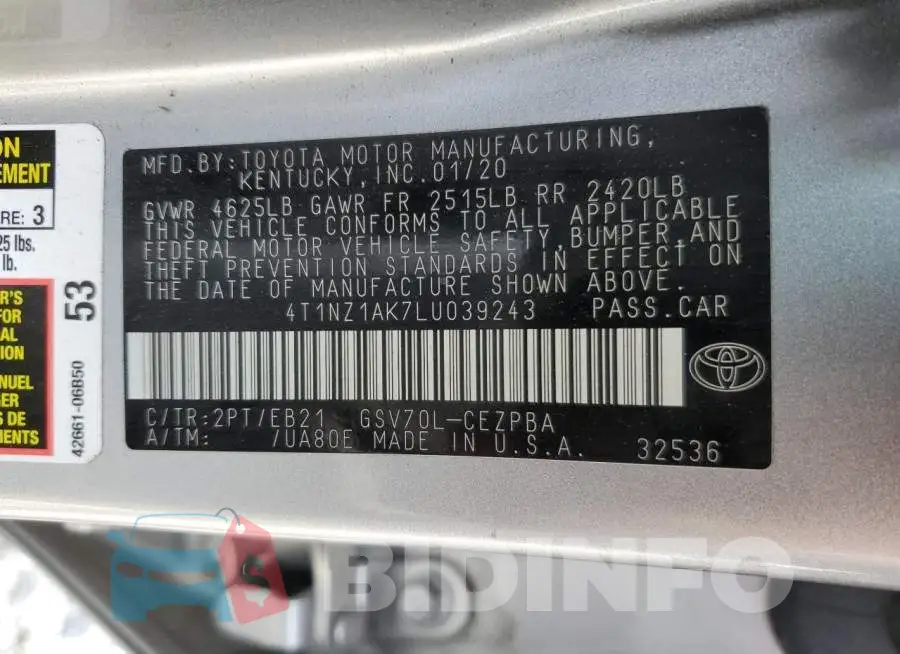 4T1NZ1AK7LU039243 Photo# 12
