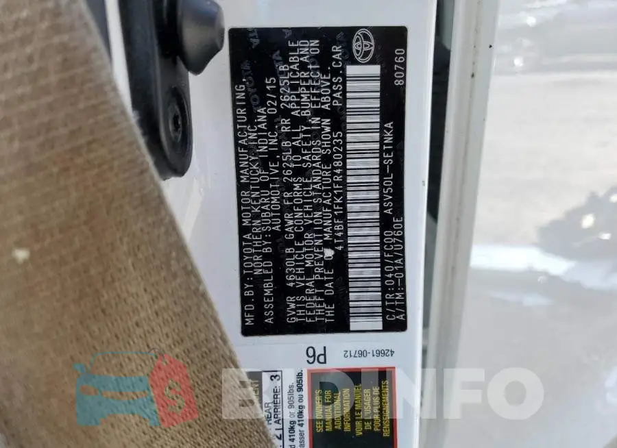 4T4BF1FK1FR480235 Photo# 12