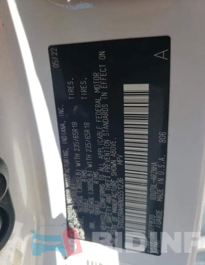 5TDZZRAH6NS551236 Photo# 14