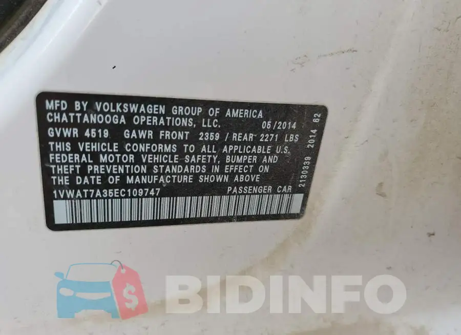 1VWAT7A35EC109747 Photo# 12