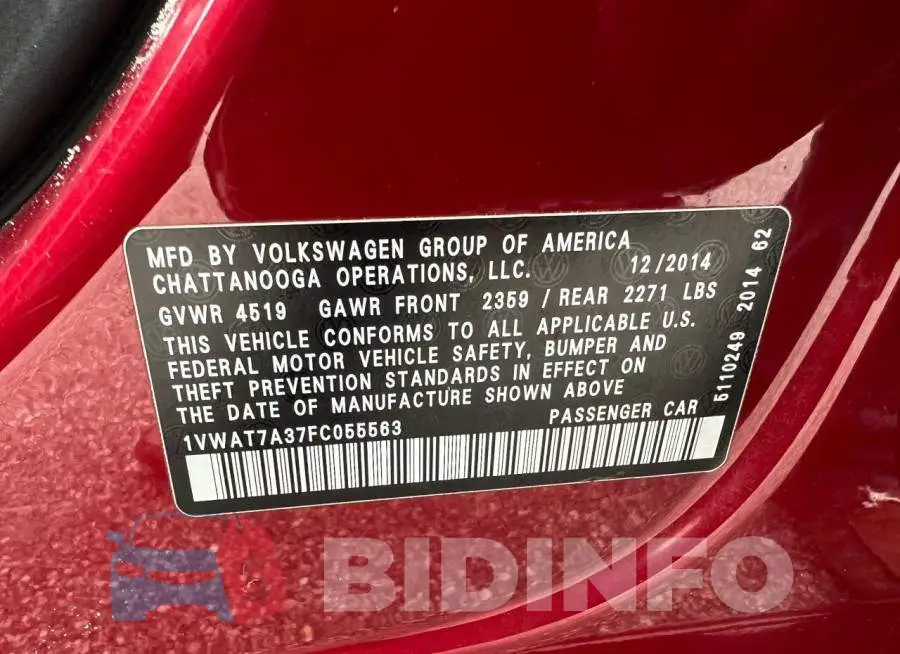 1VWAT7A37FC055563 Photo# 10