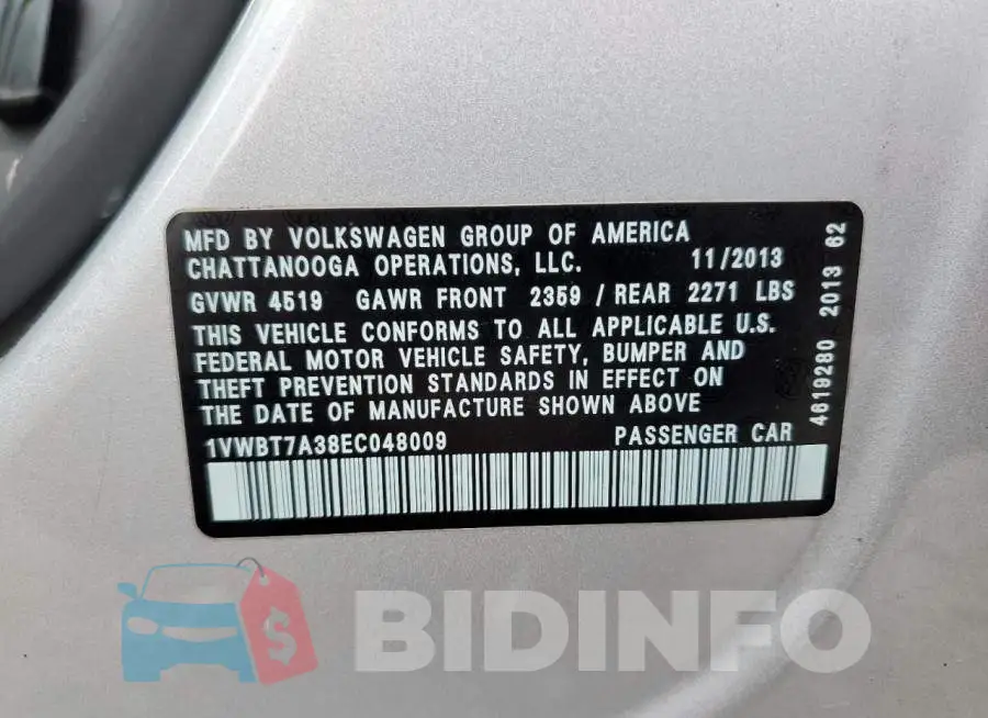 1VWBT7A38EC048009 Photo# 12