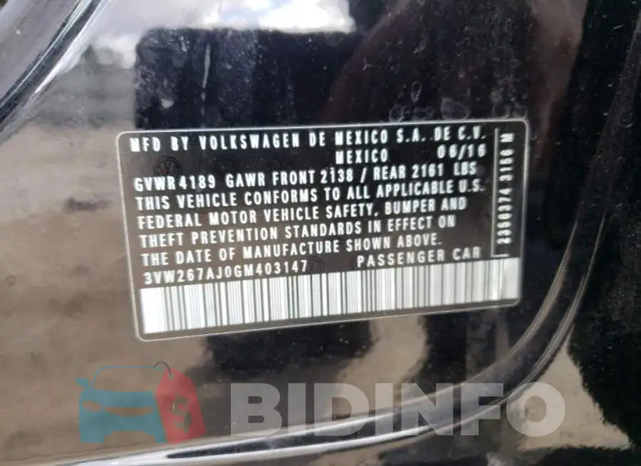 3VW267AJ0GM403147 Photo# 12