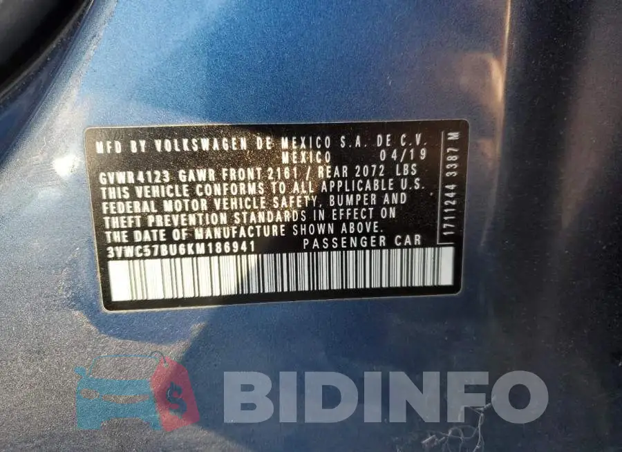 3VWC57BU6KM186941 Photo# 12