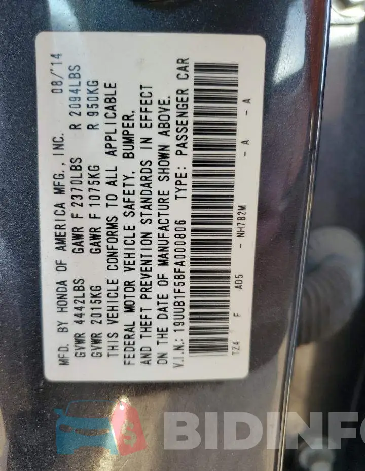 19UUB1F58FA000806 Photo# 12
