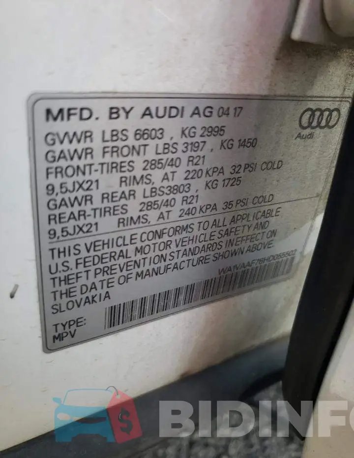 WA1VAAF76HD055502 Photo# 13