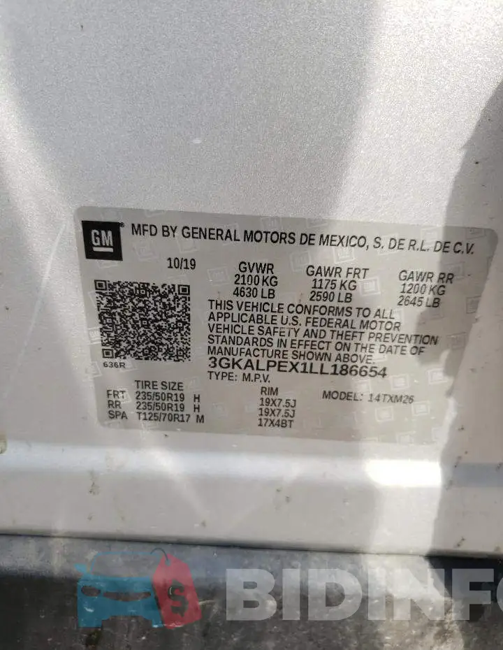 3GKALPEX1LL186654 Photo# 13