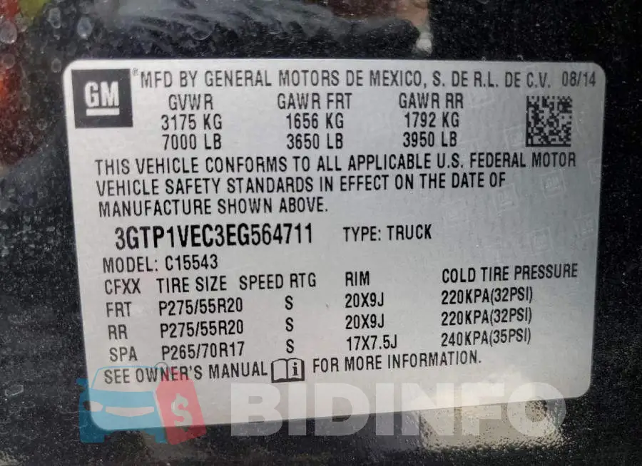 3GTP1VEC3EG564711 Photo# 12