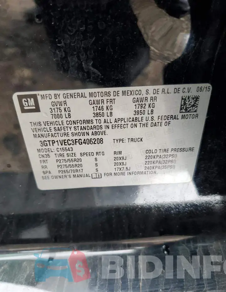 3GTP1VEC3FG406208 Photo# 13