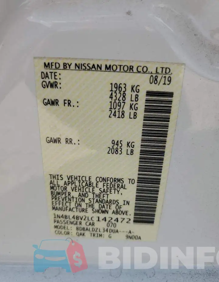 1N4BL4BV2LC142472 Photo# 12
